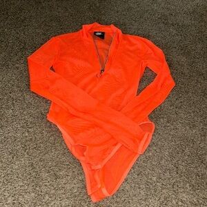 Vibrant Orange Long-Sleeve Bodysuit
